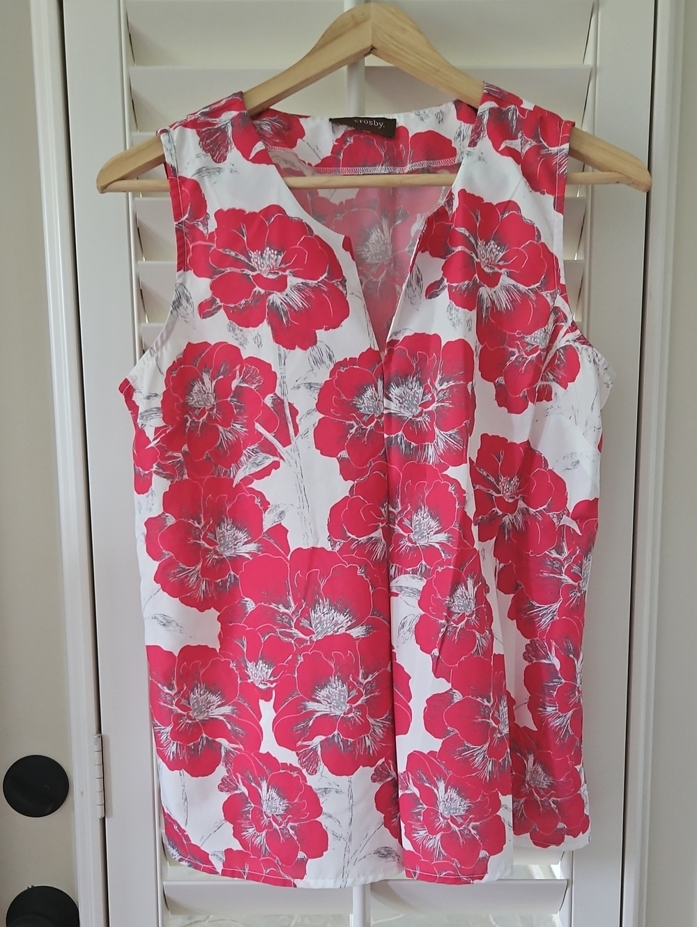 crosby. Pink and Red Floral Blouse